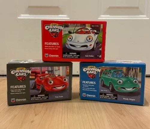 NEW The Chevron Cars Sam Sedan Wendy Wagon Tony Turbo 1996 - Lot of 3 Vehicles