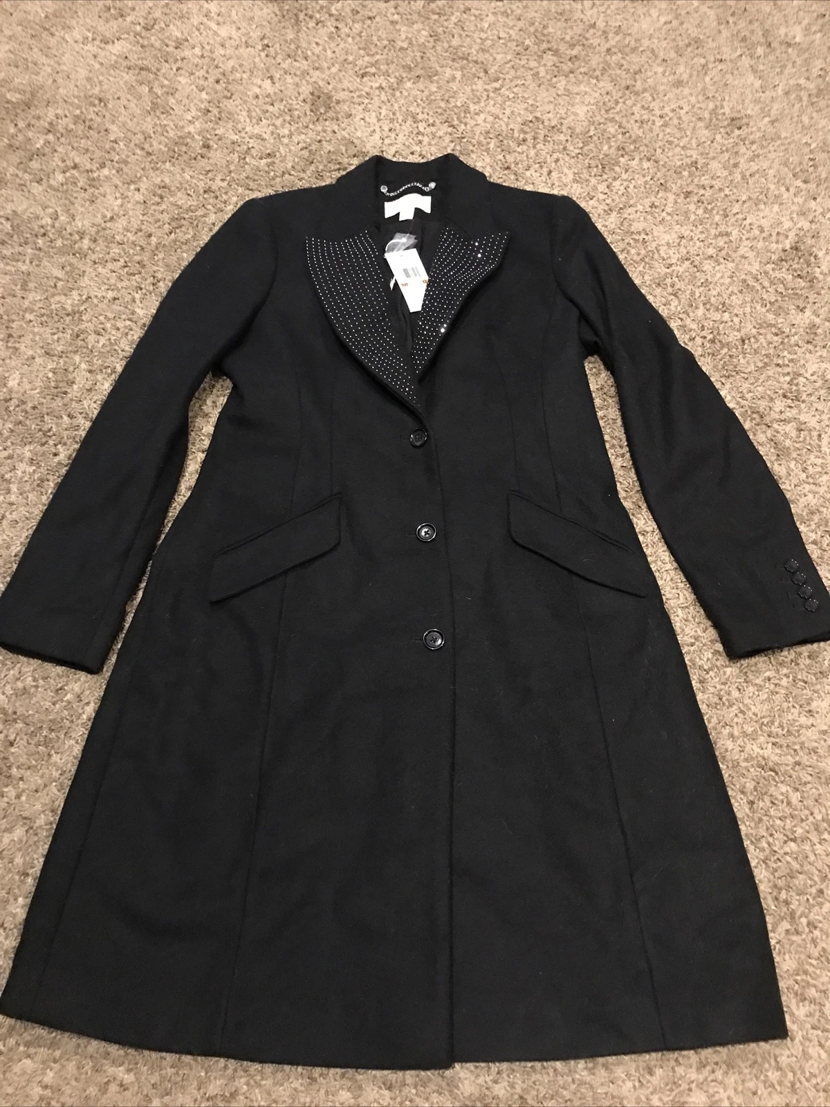 MK MICHAEL KORS NUOVO! CAPPOTTO DONNA 12 nero misto lana con etichette $495