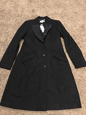 MK MICHAEL KORS NEW! W/TAGS WOMENS 12 Black WOOL BLEND COAT $495