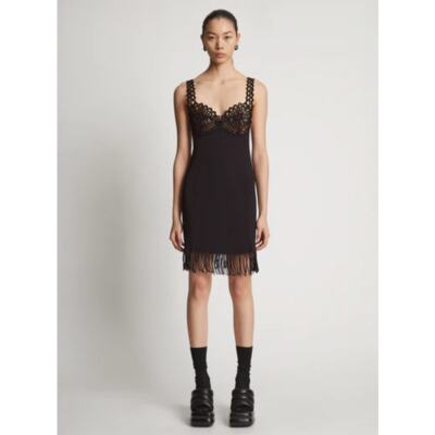 proenza schouler viscose wool knit dress Proenza Schouler Textured Viscose Knit Sweater Dress 002 Black multi S