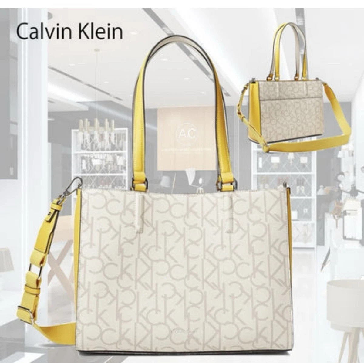 Calvin Klein Leather Exterior Yellow Bags & Handbags for Women for 