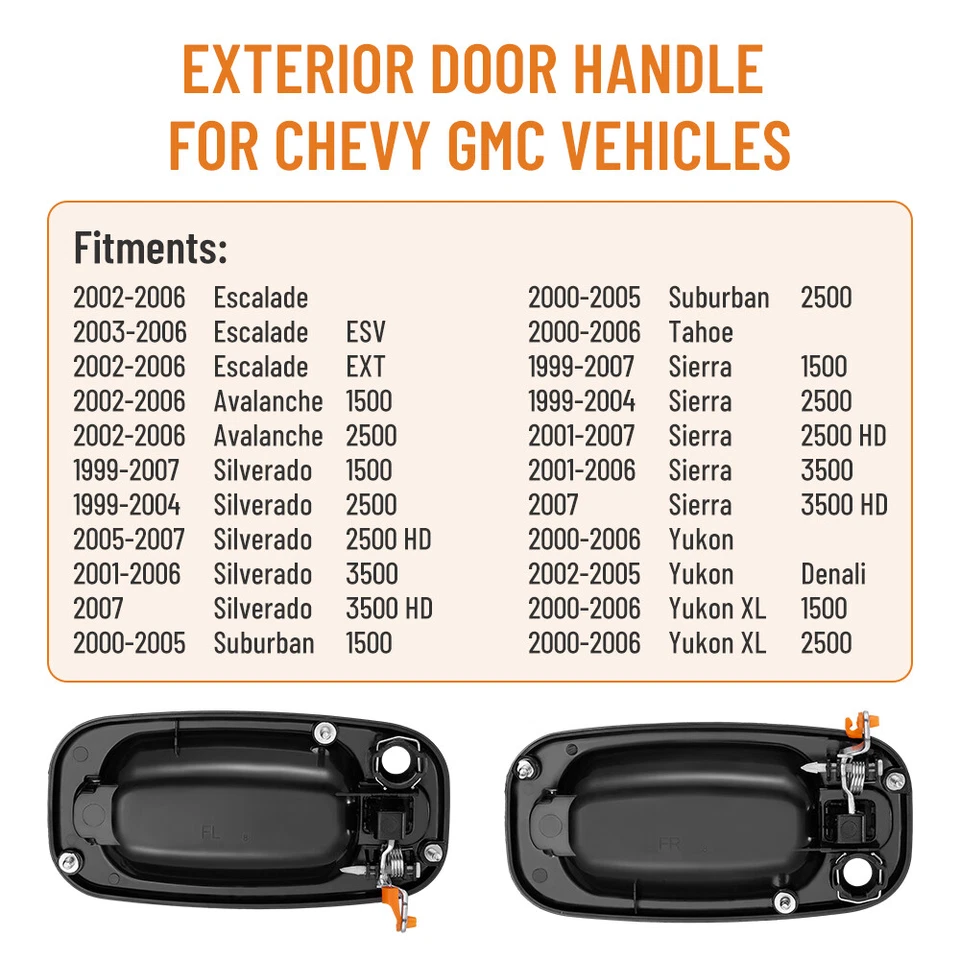 Pair of 2 Front Exterior Door Handle For 2005-2007 Chevrolet Silverado 2500 HD - Imagem 4 de 4