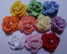 LOTTO 10 ROSELLINE UNCINETTO COLORI MISTI  BOMBONIERE FIORI ROSE APPLICAZION