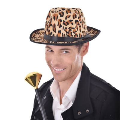 Gangster Hat Leopard Skin Gatsby Pimp Mafia 1920s Adult Costume Accessory Men