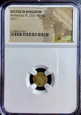 Ancient Greek Seleucid Kingdom NGC Certified 222-187BC Coin Antiochus III Apollo