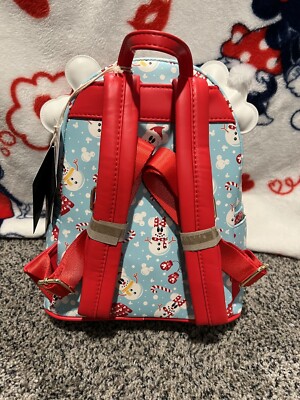 Loungefly Disney Christmas Mickey and Minnie Snowman Mini  display picture 3