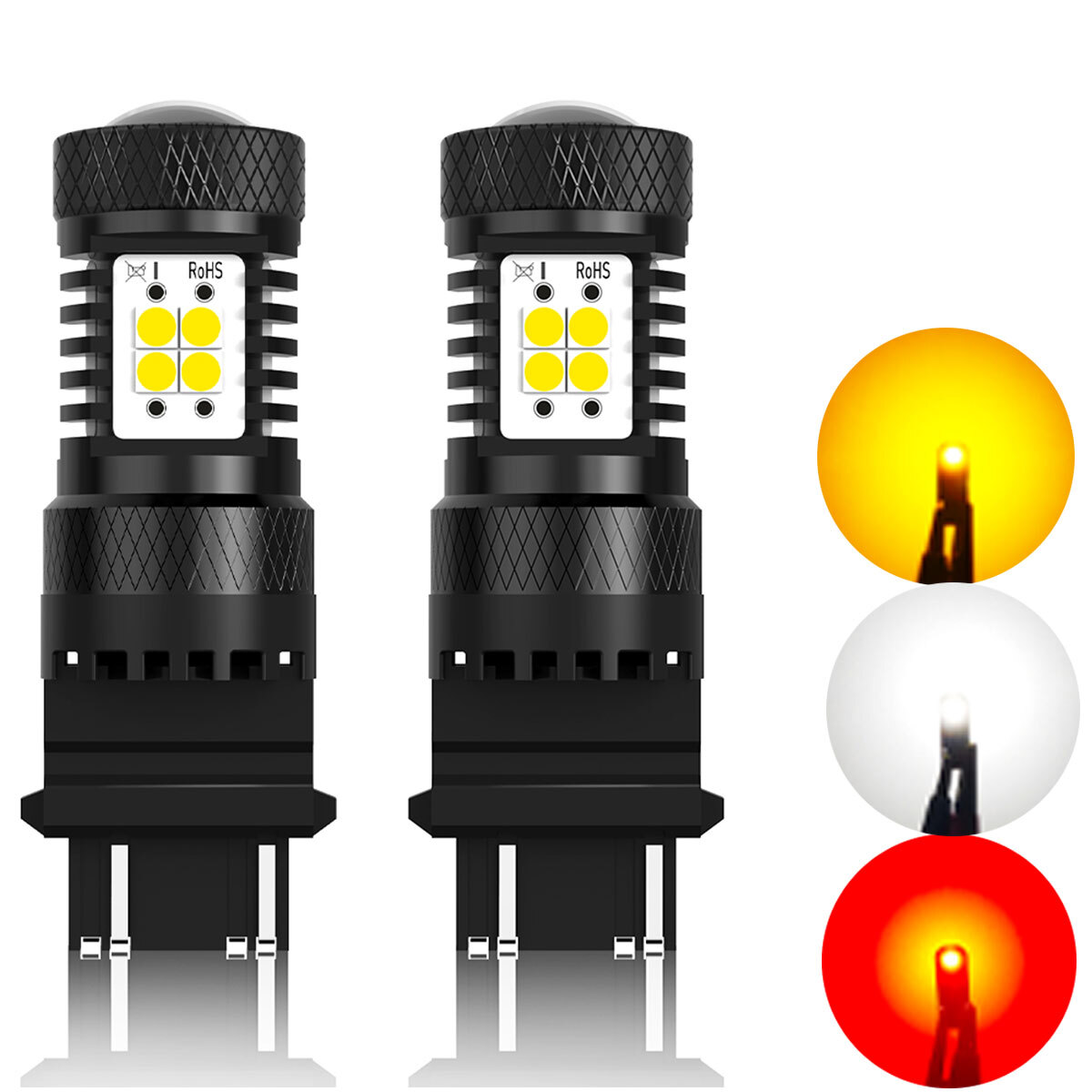 AUX 7443 7440 LED Red Strobe Flash Brake Stop Tail Parking Light Bulbs CANBUS M