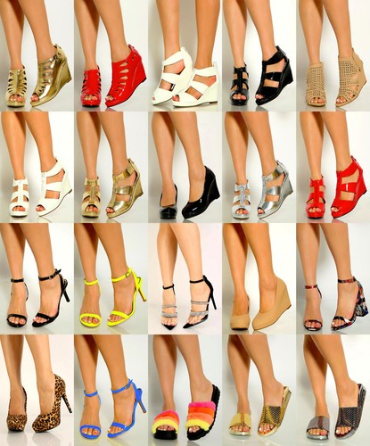 Lote de 20 Pares Mujer Venta al por mayor Tacón Alto Plataforma Noche Bomba Sandalias Zapatos Nuevos - Imagen 11 de 18