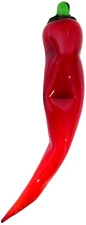 Red Chili Pepper Murano Style Hand Blown Art Glass 7" Vegetable Decor NICE
