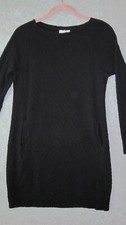 Pure Jill Dress Women's XS Black Textured Long Sleeves Round Neck Pockets Work
