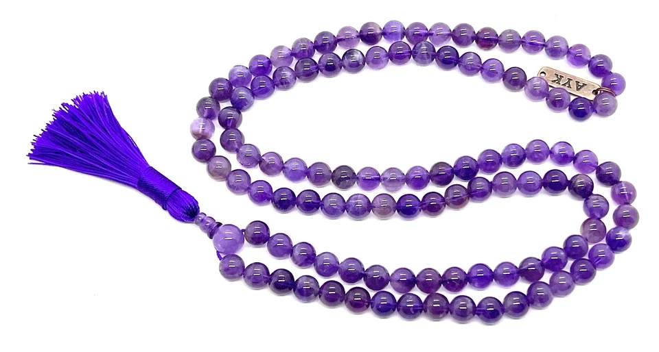 Colar de contas de ametista Mala - 6mm 108 contas de oração budistas - Imagem 4 de 4