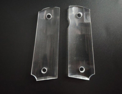 1911 Gun Grips Clear Acrylic ''LOVED ONE Grips'' Ambi Safety Cut W/Screws