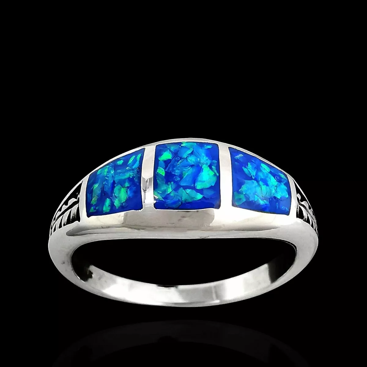 Blue opal sterling silver best sale ring