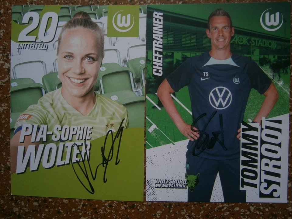 Frauenfußball - Bildautogramme - Pia Sophie Wolter + Tommy Stroot - Wolfsburg - Bild 1 von 1