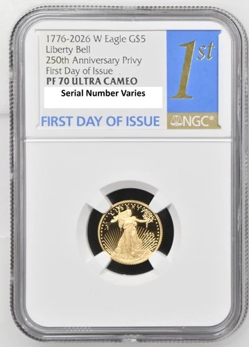 2026 W $5 Gold American Eagle 1/10 oz Proof Coin NGC PF70 First Day of Issue