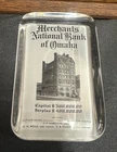 VINTAGE PAPERWEIGHT MERCHANTS NATIONAL BANK OF OMAHA MILK GLASS BOTTOM EXCELLENT
