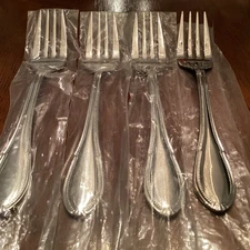 Isaac Mizrahi Live BEAD Set of 4 Salad Forks Unused Stainless Flatware 7 1/8"