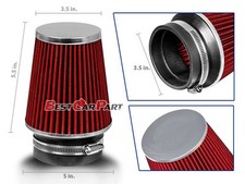 Red 3.5 89mm Inlet Narrow Air Intake Cone Replacement Quality Dry Air Filter