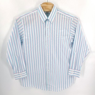 Brooks Brothers Regent Dress Shirt Mens XL White Stripe 17.5 Long Sleeve Button