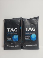 2 PACK Of TAG Large Disposable Washcloths Alcohol-Free 18 Ct Each Aloe Vera