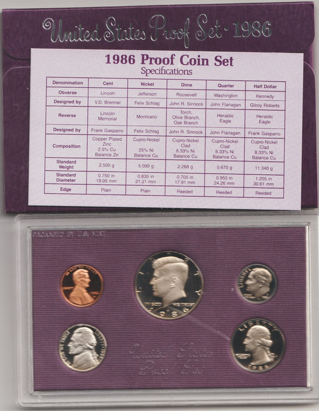 Rare Old 1986 US Mint Coin Collection QUALITY PROOF Set Collectible Display Case