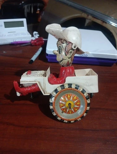 Vintage 1950s Marx Windup Tin Toy Sheriff Sam, Broken And Missing Parts, As Is!