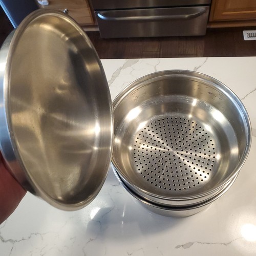 Lustre Craft 3 Quart Saucepan w/ Steamer & Lid 3 Ply Special Alloy Stainless - Picture 2 of 10