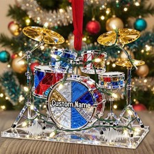 Personalized Name Drum Set Christmas Ornament, Christmas Tree Hanging
