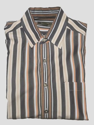 Ermenegildo Zegna LG Multi-Color Striped Cotton Button Up LS Shirt Made In Italy