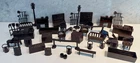 LOT OF 44 VTG MARX WESTERN TOWN HARD PLASTIC DARK BROWN FURNITURE  & ACCESSORIES