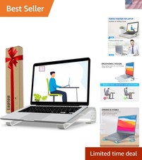 Aluminum Laptop Stand for Desk - Stable 17 Fixed Angle, Airflow Safety Focus