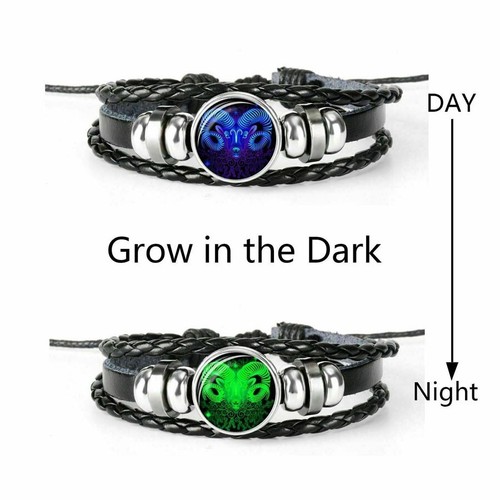 Bracciale in pelle fatto a mano 12 costellazioni zodiaco charm uomo donna unisex braccialetto - Foto 22 di 41