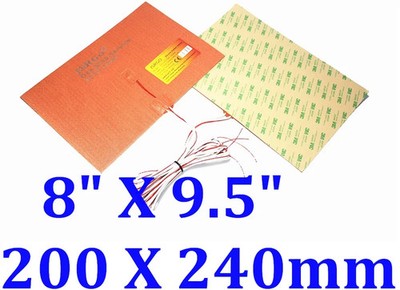 Ultimaker 2 Clone 3D Printer Heated Bed Silicone Pad 8'' X 9.5''  200 X 240mm 500W