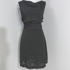 MSSP Black Lace Metallic Dress Sleeveless Party Cocktail Elegant Size L Witchy