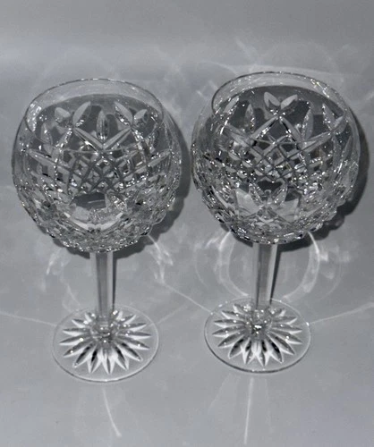 Stunning Vintage Pair of Waterford Pallas Balloons Claret Wine Ireland Crystal