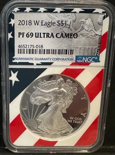 2018-W Silver American Eagle PF69 ULTRA CAMEO Flag Core