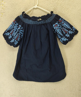 Zara Basic Collection Women Dress Small Navy CottonBlend Off Soulder Casual Mini