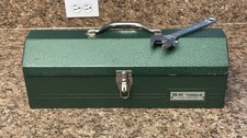 Vintage S-k Sherman Klove Coffin Top Metal Tool Box W Tray 18x6x6 Green Usa