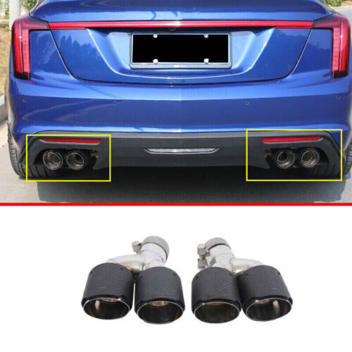  For Cadillac CT5 2020-2024 Carbon+Stainless Rear Exhaust Muffler Tip Tail Pipe - Picture 1 of 9