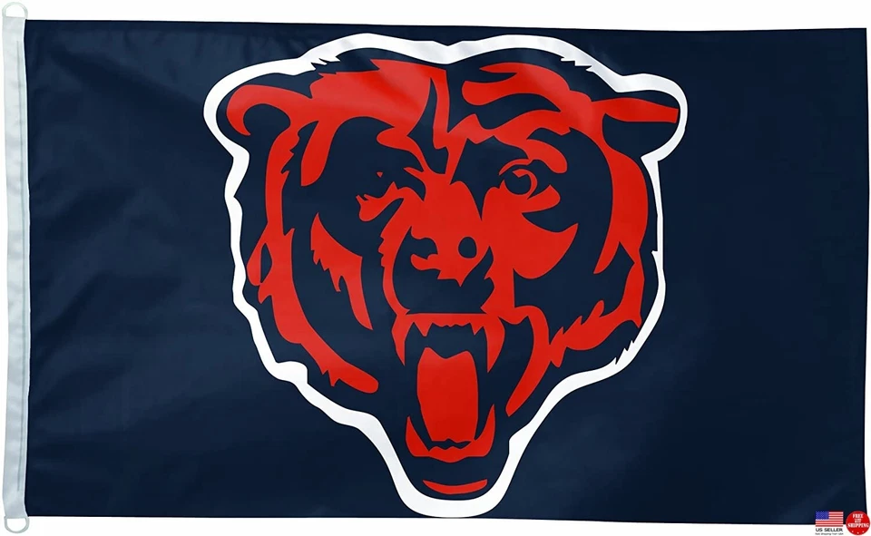 Bandeira Chicago Bears 3x5 bandeira homem caverna bandeira 3 x 5 bandeira futebol novo EUA Da Bears. - Imagem 3 de 4