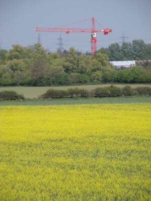 Photo 6x4 View towards Chawston The tower crane is at the Kier Training C c2009