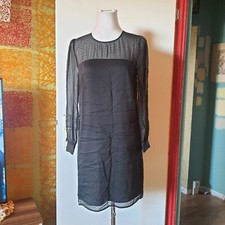 Schwarzes Partykleid Transparent Longarm Silvester Chic Abend Anlass, Next 36