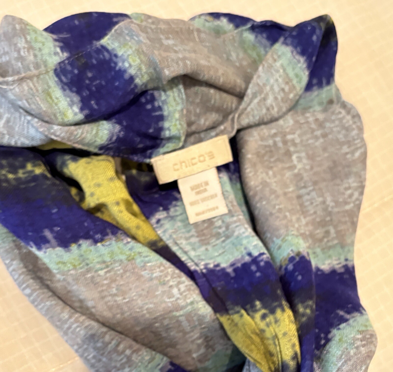 CHICO'S Large Rectangular Multi-Blue 100% Viscose… - image 4