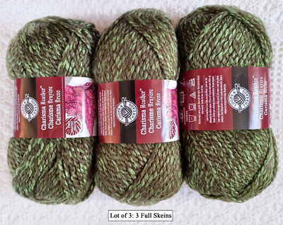 Loops & Threads - Charisma Heather Yarn, Green, Acrylic, Full Skeins, LOT OF 3