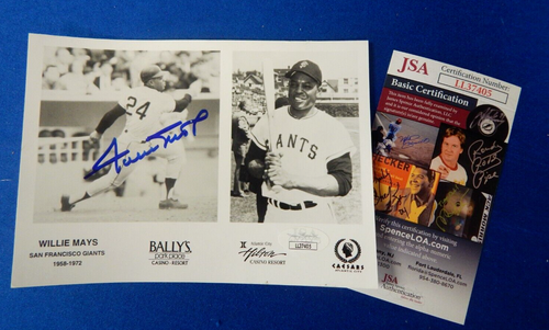 Willie Mays Signed 5x7" Hilton Casino AC Photograph JSA Authenticated
