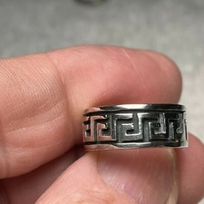 Vintage Sterling Silver 925 Wide Band Ring with Unique Design Size 6.25.