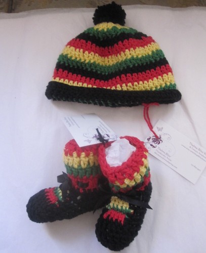 Cotton Rasta Baby Beanie Hat Booties 