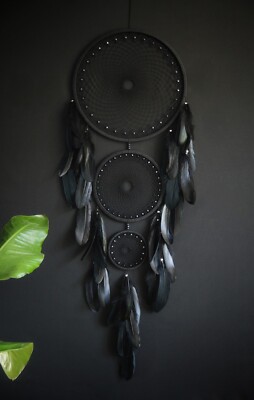 Large Handmade Dream Catcher - Giant XL Black Dreamcatcher Wall Decor