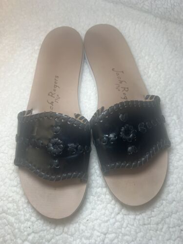 Jack Rogers Lackleder-Pantoletten Damengröße 9 Slipper Sandalen schwarz - Bild 2 von 7