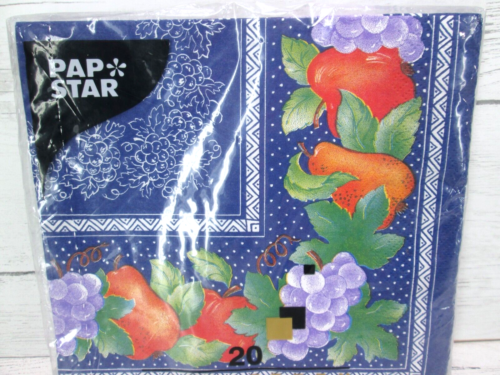 Vintage Colorful Fruit Paper Napkins Blue Riviera Grape Pear Pap Star Germany - Picture 1 of 4
